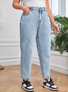Plus High Waist Mom Fit Jeans