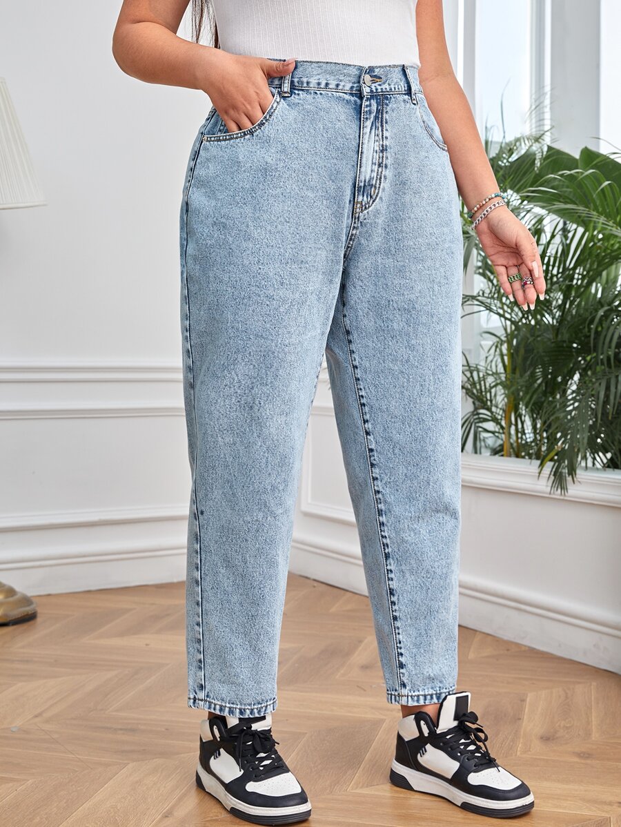 Plus High Waist Mom Fit Jeans