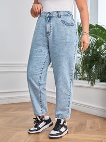 Plus High Waist Mom Fit Jeans