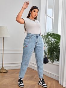 Plus High Waist Mom Fit Jeans