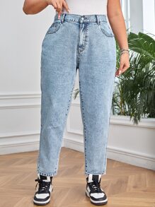 Plus High Waist Mom Fit Jeans