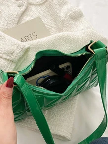 Quilted Detail Bag - Green - View 3