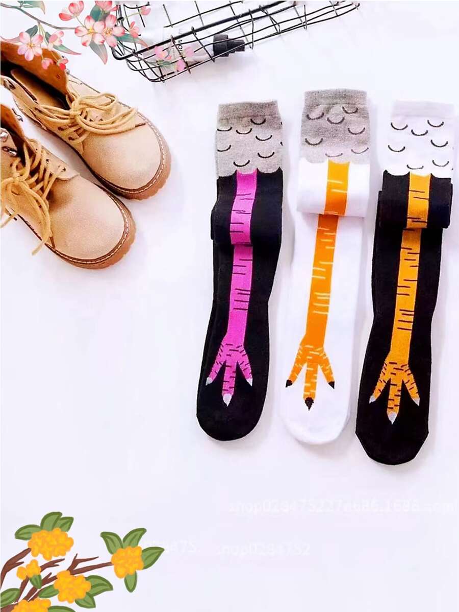3 pares Calcetines altos pollo pata - Multicolor - Ver 1