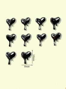 10 Cái/gói Vintage Hình Trái Tim Móng Tay Nghệ Thuật Trang Trí DIY Móng Tay Quyến Rũ Móng Đá Quý Đồ Dùng Làm Móng - màu đen - Xem 3