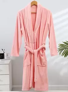 1 pieza Bata de baño rosa para mujer, decoración del hogar y el baño, de vuelta a la escuela - Rosa - Ver 2