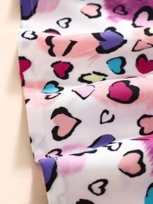 SHEIN Cô Gái Trẻ Hình trái tim In toàn bộ Kỳ nghỉ Đầm Với Tròn Đường viền cổ áo Cho mùa hè - Nhiều màu - Xem 7