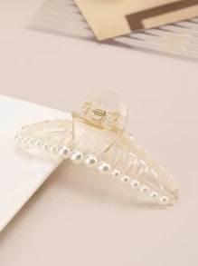 1pc Pearl Hair Clip For Travel & Leisure, All-match Hair Accessory - White - View 5