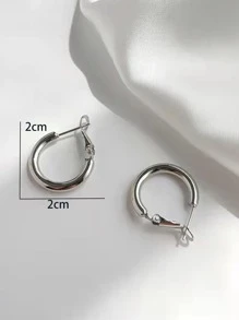 Minimalist Hoop Earrings - Silver - View 4