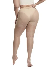Stevige grote maten panty - Abrikoos - Bekijken 2