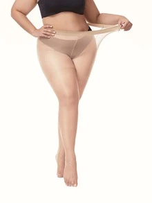 Stevige grote maten panty - Abrikoos - Bekijken 4
