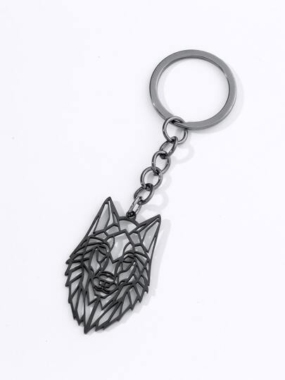 Gata 1st rostfritt stål vargnyckelring med utskuret huvudhänge, cool födelsedag för bröder och vänner biltillbehör väskberlock ryggsäck för skolan söt goth y2k julklappsidéer väsktillbehör nyckelband med ID-hållare biltillbehör väskberlocker