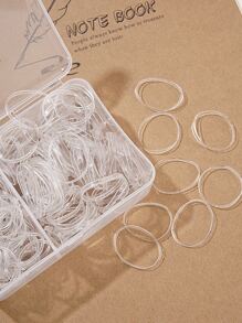 240个透明一次性发圈，适用于编发、固定发型，适合女性，适合日常休闲扎马尾辫，发圈、橡皮筋、发绳、弹性发绳、发圈、发饰、头饰、弹力发带 - 無色 - 查看 3