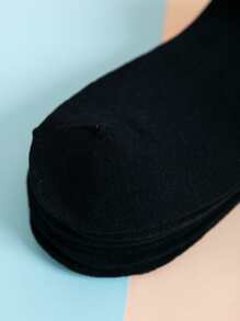 5pairs Men's Black Boat Socks - Black - View 3