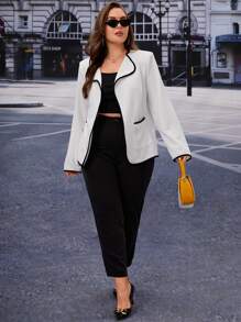 SHEIN Privé Cazadora unido en contraste con parte delantera abierta