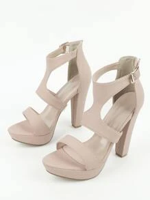 Buckle Decor Platform Chunky Heeled Ankle Strap Sandals - Pink - View 3
