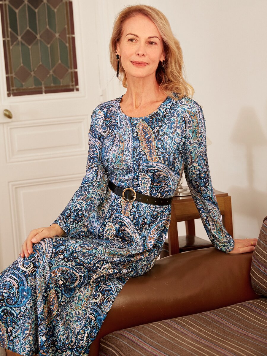 EMERY ROSE Vestido con estampado de paisley sin cinturón - Multicolor - Ver 1