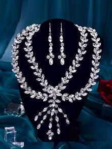 純玻璃鑲嵌頭飾套裝,包含金色流蘇頭飾、新娘頭帶、額頭吊墜、髮夾和耳環,適用於婚禮