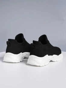 男孩一腳蹬字母圖案粗運動戶外織物運動鞋