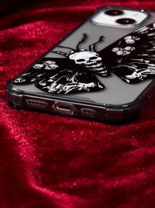 ROMWE Goth Skull & Butterfly Pattern Phone Case - Multicolor - View 4
