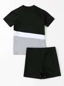 Traje De Baño Corto Para Chico Preadolescente Con Bloqueo De Colores - Multicolor - Ver 2