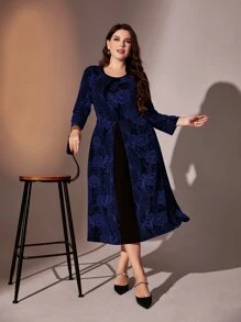 Modelyn Vestido línea A con estampado floral - Azul Marino - Ver 5