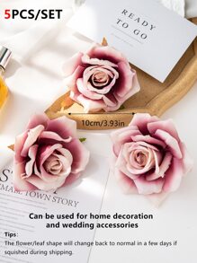 5 件人造玫瑰花，完美的婚礼装饰、新娘花束、腕花、家居墙壁装饰、桌面装饰、圣诞节和情人节礼物、情人节、礼物 - 彩色 - 查看 2