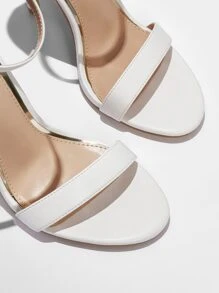 SHEIN BIZwear 女士扭纹细节人字拖凉鞋，踝带细高跟时尚凉鞋白色度假鞋夏季促销万圣节圣诞节 - 白色 - 查看 10