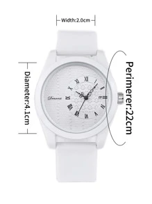 男士圓形指針石英手錶 - 白色 - 查看 5