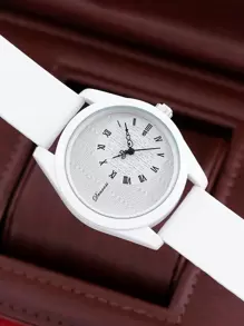 男士圓形指針石英手錶 - 白色 - 查看 6