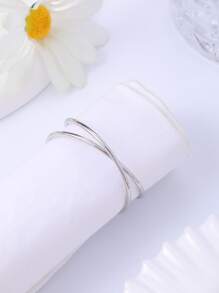 2 piezas Anillo de servilleta unicolor aleación de zinc - Plateado - Ver 3