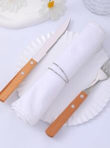 2 piezas Anillo de servilleta unicolor aleación de zinc - Plateado - Ver 4