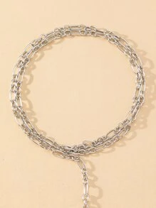 1入組 1米不鏽鋼o形3合1鏈條,可用於項鍊、手鍊、腰鍊diy製作 - 銀色 - 查看 4