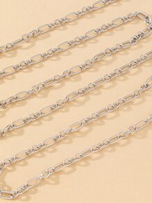 1入組 1米不鏽鋼o形3合1鏈條,可用於項鍊、手鍊、腰鍊diy製作 - 銀色 - 查看 5