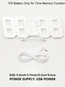 1 件 3D LED 数字时钟，壁挂式和桌面式两用，USB 供电闹钟，不含电池
