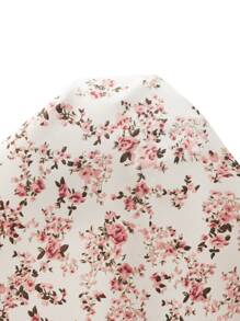 SHEIN VCAY Surplice Neck Flutter Sleeve Shirred Back Ditsy Floral Crop Top - Multicolor - View 6