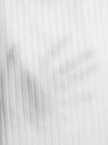 SHEIN EZwear 生菜邊荷葉邊袖T恤 - 白色 - 查看 4