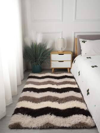 1pc Striped Plush Carpet