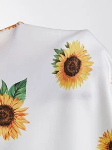 SHEIN Đầm Gái Dây kéo Xù Hoa Ăn mặc đẹp - trắng - Xem 5