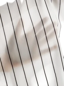 SHEIN Girls Striped & Letter Graphic Drop Shoulder Shirt Dress - White - View 7