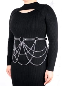 Chuỗi cỡ lớn & Thắt lưng trang trí đính đá - màu đen - Xem 3