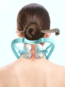 Neck Massager, 1pc Trigger Point Roller Massager For Relax Deep Tissue Handheld Shoulder Massager Tool With 4 Balls Massage Point Suitable For Legs Waist Neck And Shoulder Relaxer, Blue - Blue - View 1