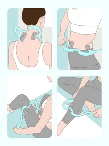 Neck Massager, 1pc Trigger Point Roller Massager For Relax Deep Tissue Handheld Shoulder Massager Tool With 4 Balls Massage Point Suitable For Legs Waist Neck And Shoulder Relaxer, Blue - Blue - View 3