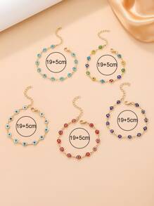 Five-piece set of casual and versatile simple colorful devil's eye bracelets for women and men for daily wear - Multicolor - View 6