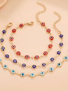 Five-piece set of casual and versatile simple colorful devil's eye bracelets for women and men for daily wear - Multicolor - View 7