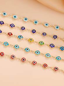 Five-piece set of casual and versatile simple colorful devil's eye bracelets for women and men for daily wear - Multicolor - View 3