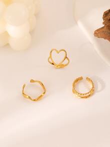 Dellgoo Set de 3 anillos con decoración de corazón para San Valentín, mamá, madre, Día de la Madre, regalo