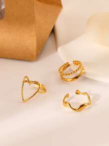 Dellgoo Set de 3 anillos con decoración de corazón para San Valentín, mamá, madre, Día de la Madre, regalo