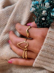 Dellgoo Set de 3 anillos con decoración de corazón para San Valentín, mamá, madre, Día de la Madre, regalo