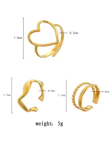 Dellgoo Set de 3 anillos con decoración de corazón para San Valentín, mamá, madre, Día de la Madre, regalo