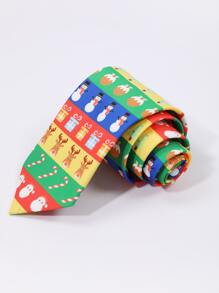 Men Christmas Elk Pattern Tie & Bow Tie - Multicolor - View 3